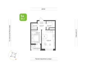 1-к квартира, вторичка, 41м2, 11/20 этаж
