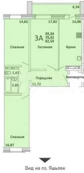 3-к квартира, вторичка, 79м2, 4/10 этаж