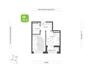 1-к квартира, вторичка, 34м2, 4/20 этаж