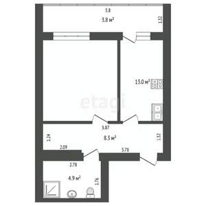 1-к квартира, вторичка, 45м2, 9/11 этаж