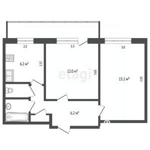 2-к квартира, вторичка, 43м2, 1/5 этаж