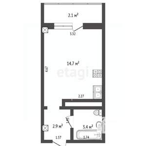Студия квартира, вторичка, 24м2, 8/10 этаж