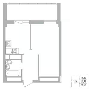 1-к квартира, вторичка, 37м2, 8/25 этаж