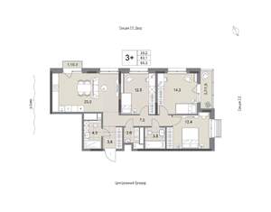 3-к квартира, вторичка, 85м2, 11/24 этаж