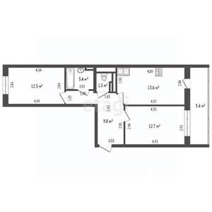 2-к квартира, вторичка, 57м2, 7/10 этаж