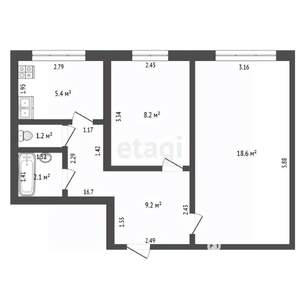 2-к квартира, вторичка, 45м2, 1/17 этаж