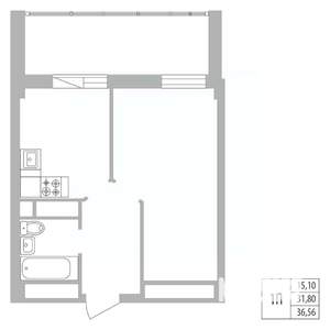 1-к квартира, вторичка, 37м2, 10/25 этаж