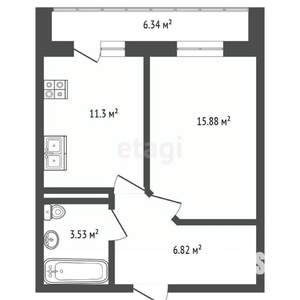 1-к квартира, вторичка, 39м2, 11/17 этаж
