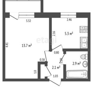 1-к квартира, вторичка, 25м2, 5/5 этаж