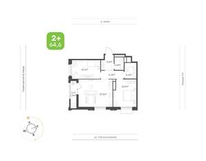 2-к квартира, вторичка, 66м2, 19/24 этаж