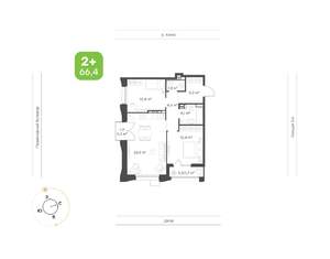 2-к квартира, вторичка, 66м2, 12/16 этаж