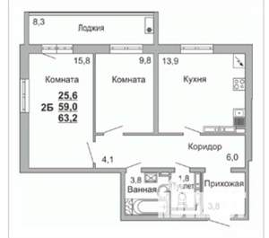 2-к квартира, вторичка, 63м2, 16/18 этаж