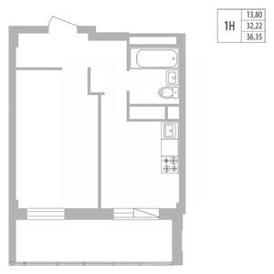 1-к квартира, вторичка, 36м2, 11/25 этаж