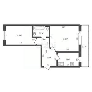 2-к квартира, вторичка, 43м2, 3/5 этаж