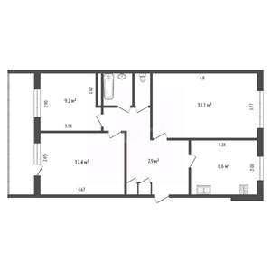 3-к квартира, вторичка, 60м2, 4/5 этаж