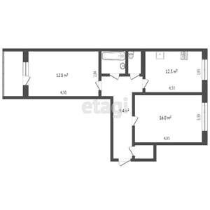 2-к квартира, вторичка, 51м2, 4/9 этаж