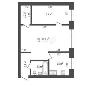 2-к квартира, вторичка, 40м2, 1/2 этаж