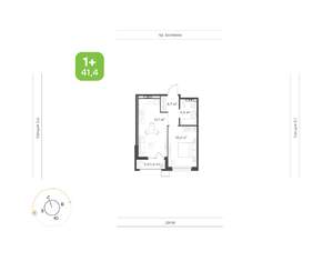 1-к квартира, вторичка, 41м2, 6/10 этаж