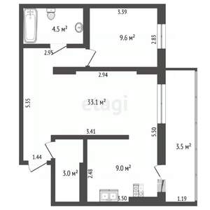 2-к квартира, вторичка, 50м2, 1/10 этаж