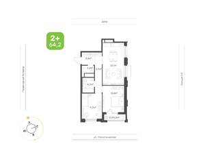 2-к квартира, вторичка, 64м2, 10/24 этаж