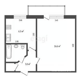 1-к квартира, вторичка, 30м2, 3/5 этаж