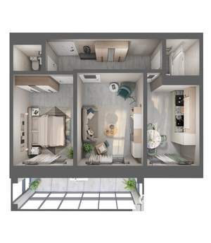 2-к квартира, строящийся дом, 52м2, 1/3 этаж