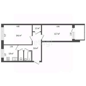 2-к квартира, вторичка, 47м2, 1/9 этаж