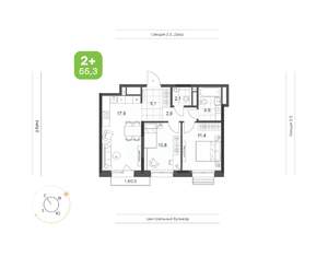 2-к квартира, вторичка, 55м2, 7/24 этаж