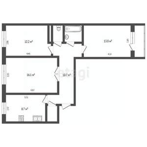 3-к квартира, вторичка, 69м2, 4/9 этаж