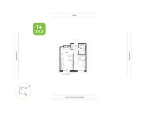 1-к квартира, вторичка, 39м2, 3/9 этаж