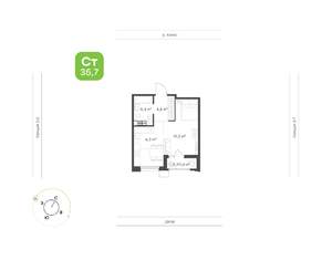 1-к квартира, вторичка, 36м2, 7/9 этаж