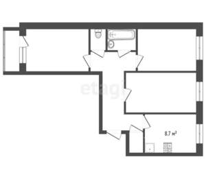 3-к квартира, вторичка, 67м2, 6/6 этаж