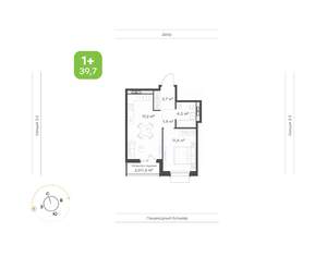 1-к квартира, вторичка, 40м2, 7/9 этаж