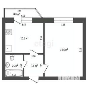 1-к квартира, вторичка, 36м2, 3/10 этаж