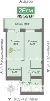 2-к квартира, строящийся дом, 50м2, 23/25 этаж