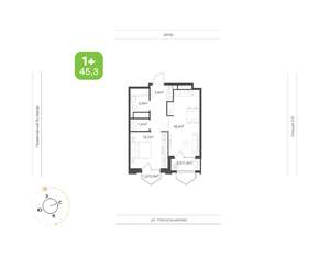 1-к квартира, вторичка, 45м2, 3/24 этаж