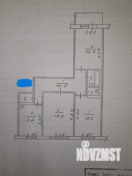 2-к квартира, вторичка, 69м2, 9/9 этаж