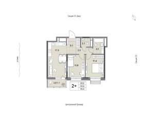 2-к квартира, вторичка, 56м2, 20/24 этаж