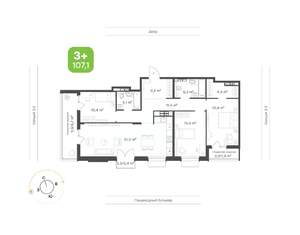 3-к квартира, вторичка, 107м2, 9/9 этаж