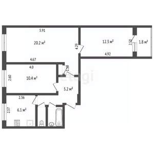 3-к квартира, вторичка, 58м2, 4/9 этаж