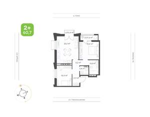 2-к квартира, вторичка, 61м2, 11/16 этаж