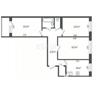 3-к квартира, вторичка, 67м2, 5/9 этаж