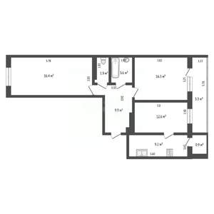 2-к квартира, вторичка, 74м2, 1/10 этаж