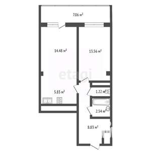 2-к квартира, сданный дом, 50м2, 3/18 этаж