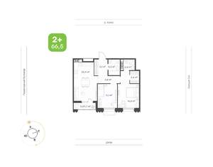 2-к квартира, вторичка, 67м2, 14/16 этаж