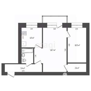 2-к квартира, вторичка, 46м2, 3/3 этаж