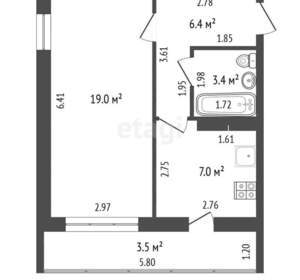 1-к квартира, вторичка, 36м2, 10/10 этаж