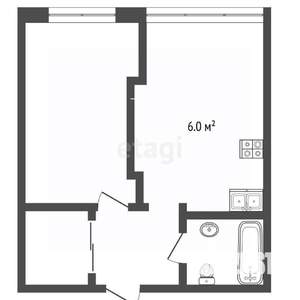 1-к квартира, вторичка, 32м2, 6/9 этаж