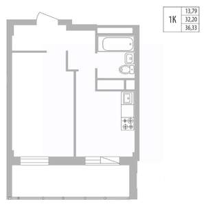 1-к квартира, вторичка, 36м2, 8/25 этаж