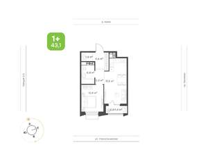 1-к квартира, вторичка, 43м2, 11/16 этаж